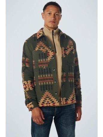 NO-EXCESS Overhemd OVERSHIRT BUTTON CLOSURE PATTERN 21510905 052 DARK GREEN