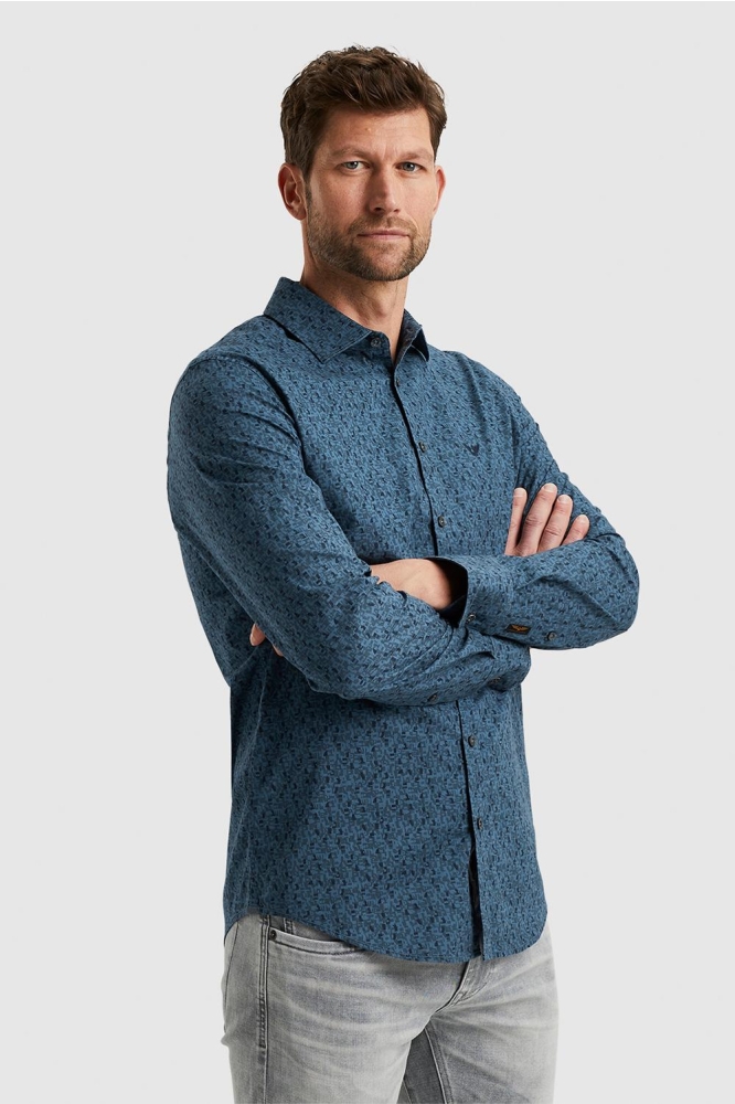 PME legend blauwe heren overhemd | Model vooraanzicht