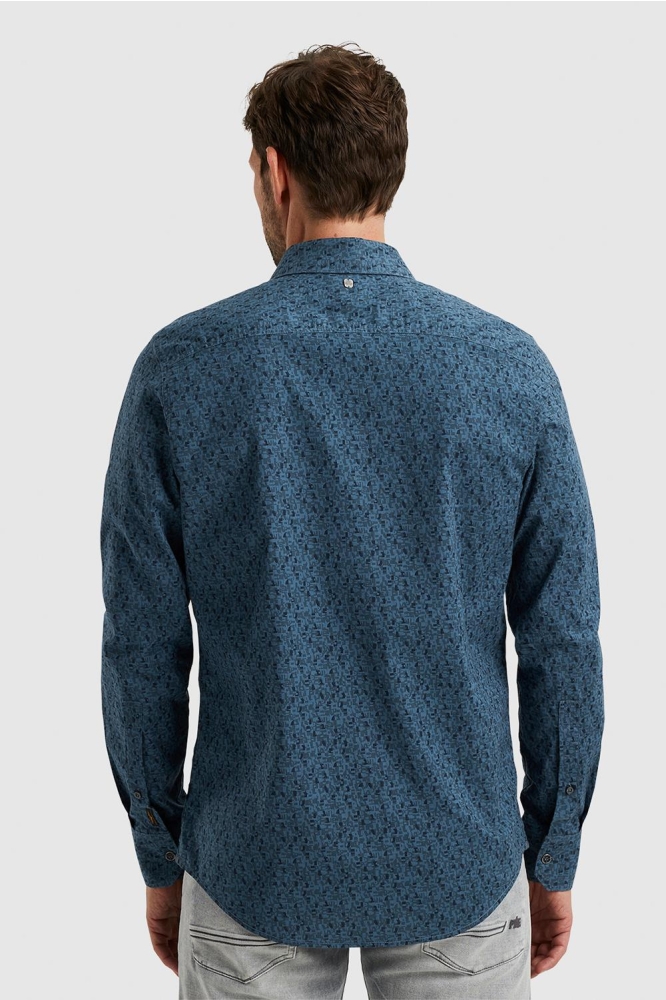 PME legend blauwe heren overhemd | Model achteraanzicht