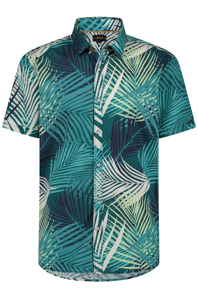 WOVEN SHIRT BIG LEAVES TW42208 552 SPRUCED UP