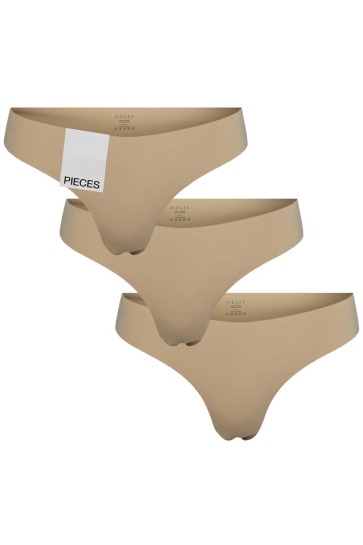 Pieces Ondergoed PCNAMEE THONG 3-PACK NOOS 17141726 Nude 3 PACK