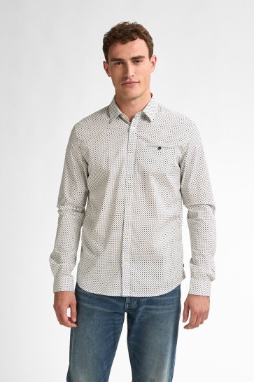 Petrol Industries Overhemd ALLOVER PRINT SHIRT MARINAFRONT M 1050 SIL405 0006 Chalk White