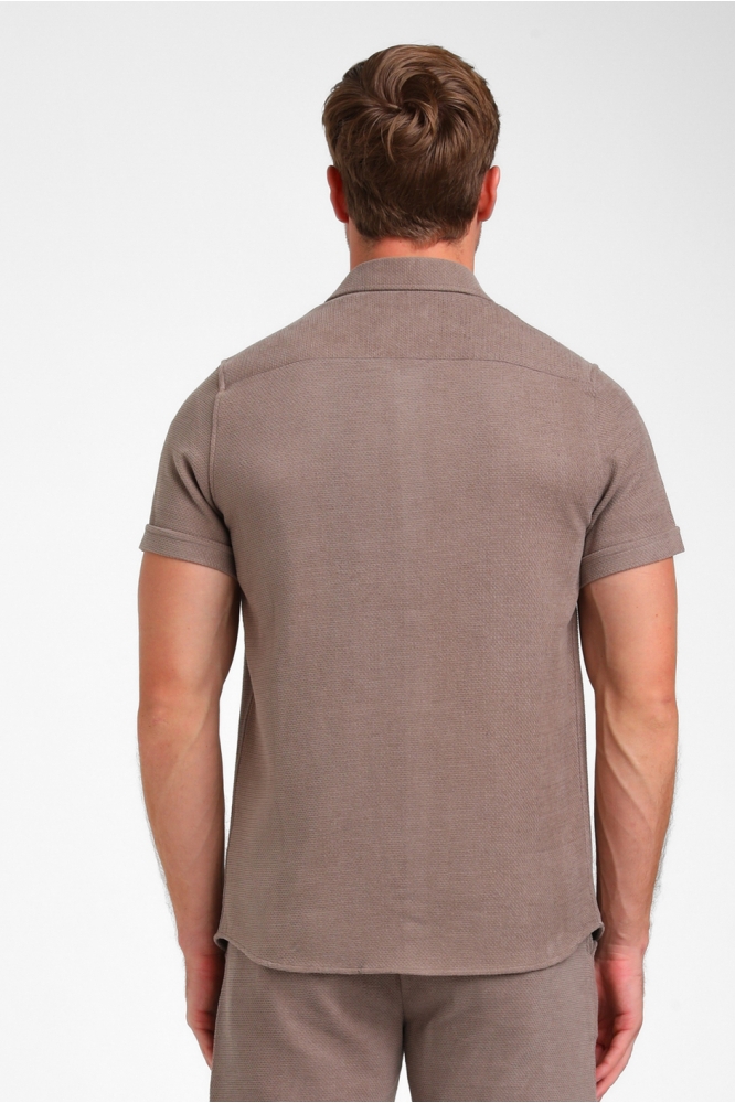 Gabbiano taupe heren overhemd | Model achteraanzicht