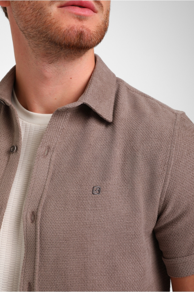 Gabbiano taupe heren overhemd | Close up