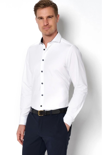 Pure H. Tico Overhemd PURE FUNCTIONAL SHIRT LONGSLEEVE 4056 21750 900 WHITE PLAIN