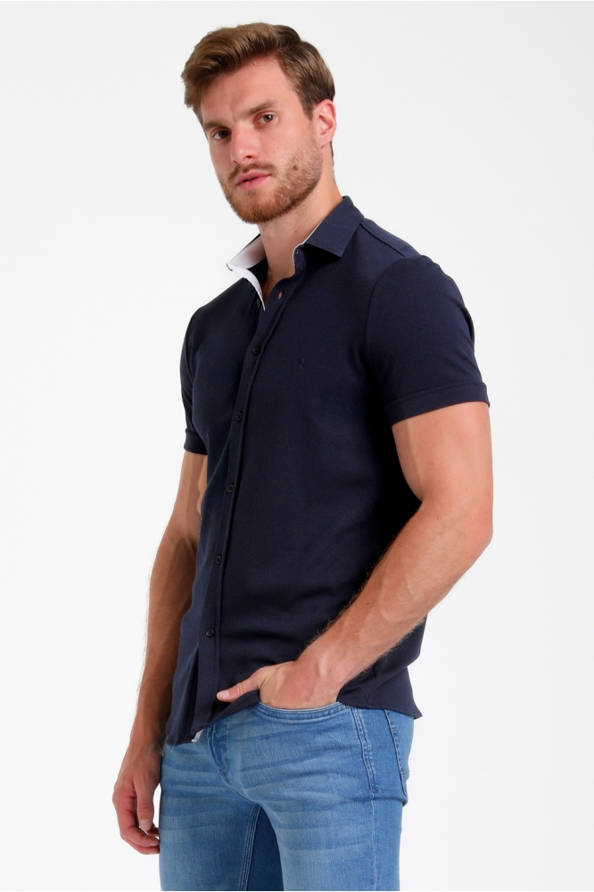 OVERHEMD MET STRUCTUUR 335532 301 navy