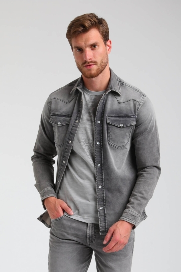 Gabbiano Overhemd DENIM JOGG OVERHEMD 335536 202 Grey