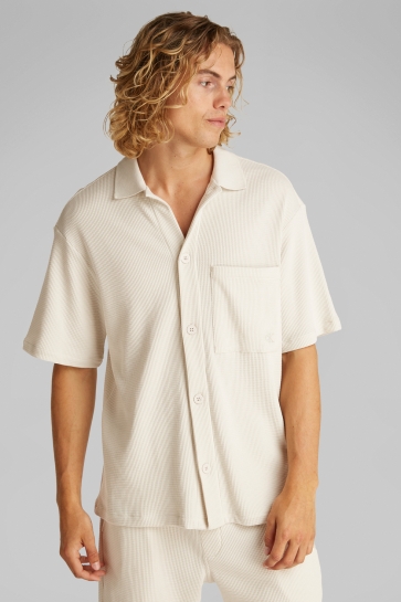 Calvin Klein Overhemd CHUNKY WAFFLE SS HWK J30J327273 SILVER BIRCH