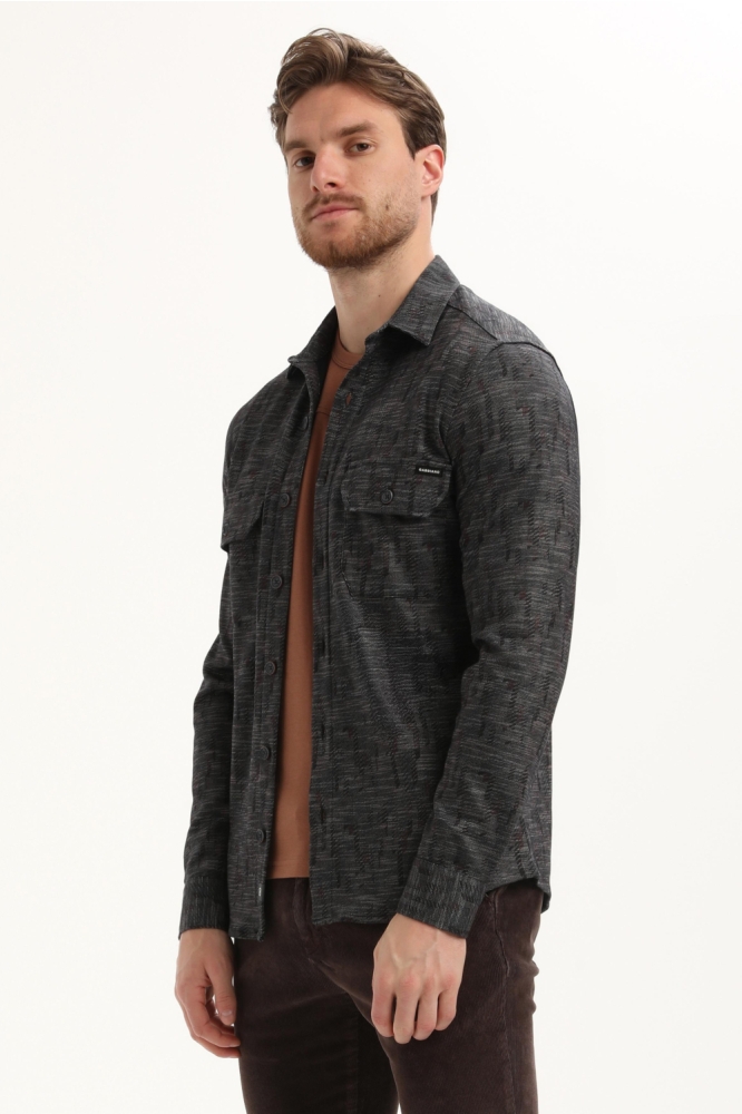 Gabbiano zwarte heren overhemd | Model zijaanzicht