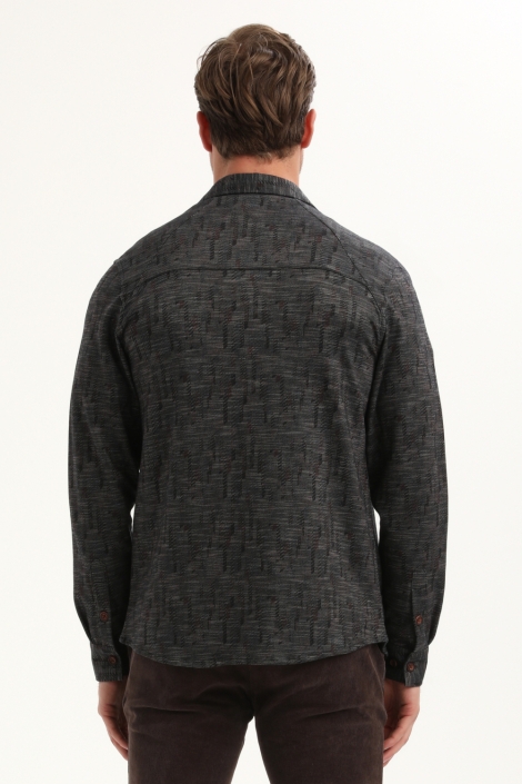 Gabbiano zwarte heren overhemd | Model achteraanzicht