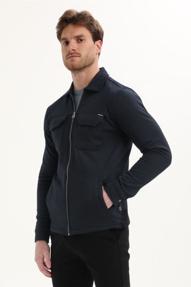 Gabbiano blauwe heren vest | Model zijaanzicht