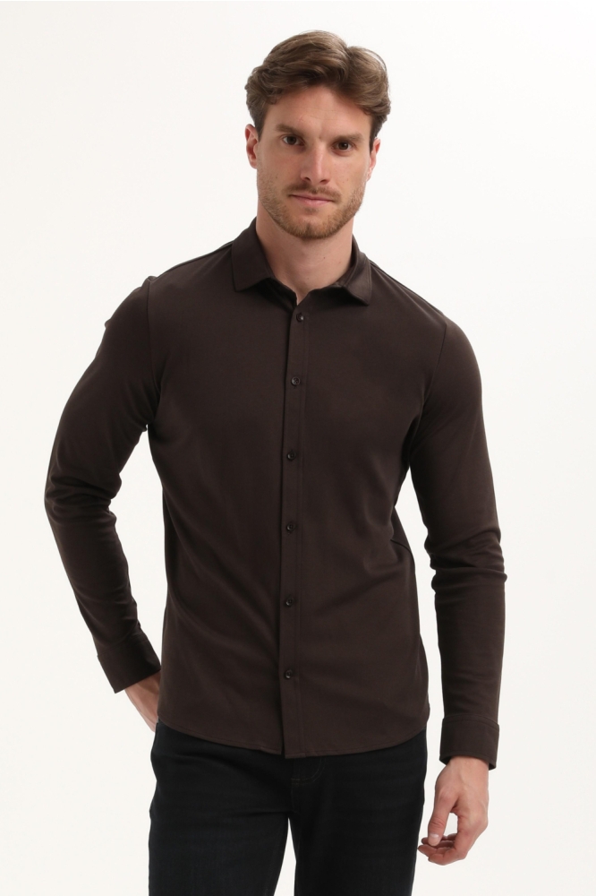 Gabbiano bruine heren overhemd | Model vooraanzicht
