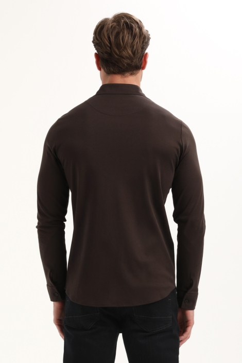 Gabbiano bruine heren overhemd | Model achteraanzicht
