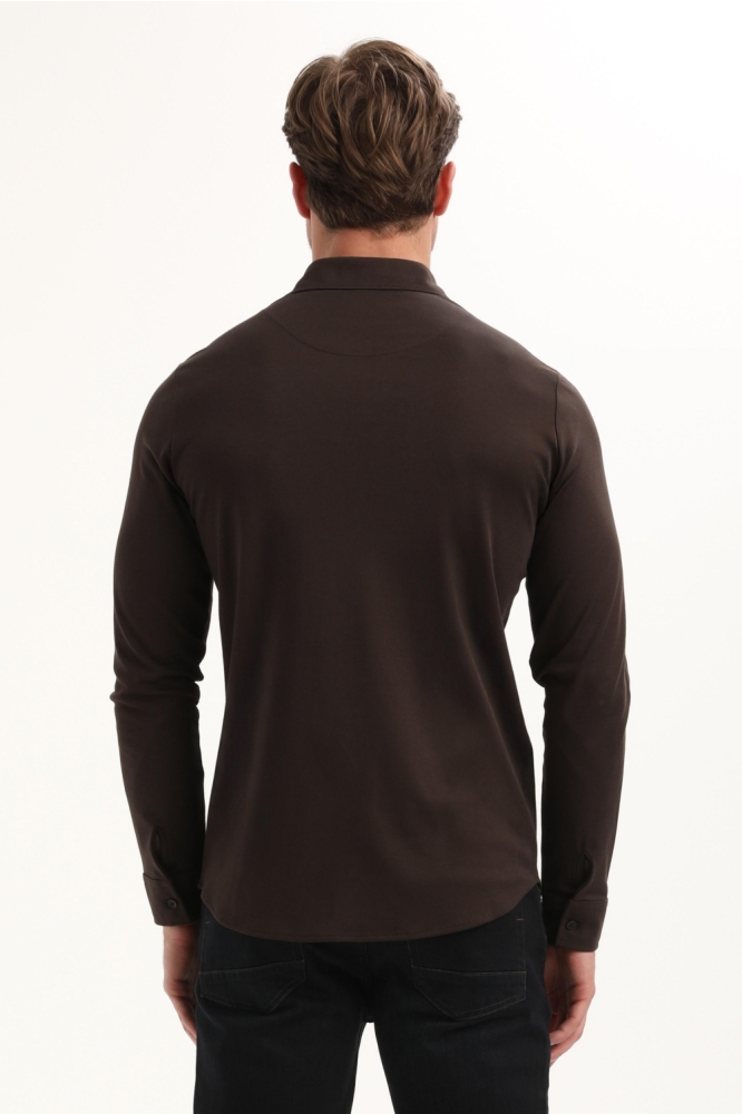 Gabbiano bruine heren overhemd | Model achteraanzicht