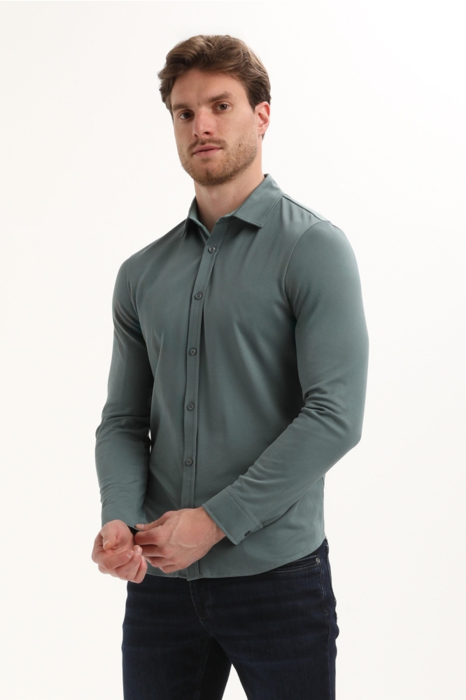 Gabbiano blauwe heren overhemd | Model zijaanzicht