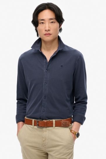 Superdry Overhemd VINTAGE DESTROY PIQUE LS SHIRT M4011000A SAILING NAVY