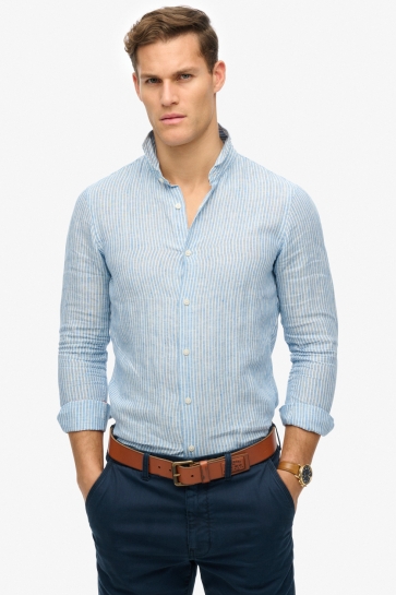 Superdry Overhemd VACATION L S LINEN SHIRT M4010995A AZURE BLUE STRIPE