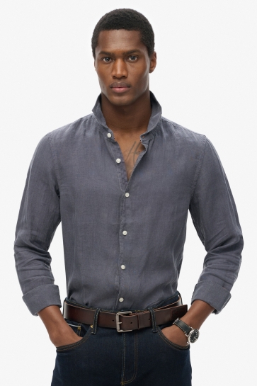 Superdry Overhemd VACATION L S LINEN SHIRT M4010995A CASTLEROCK GREY
