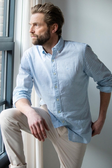 McGregor Overhemd COTTON LINEN STRIPE SHIRT MM251 6001 11 2001 LIGHT BLUE
