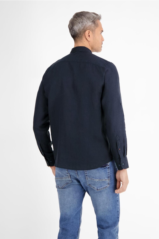 Lerros blauwe heren overhemd | Model achteraanzicht