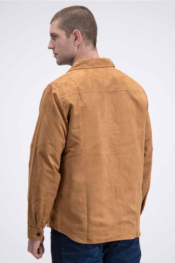 Gabbiano camel heren overhemd | Model achteraanzicht