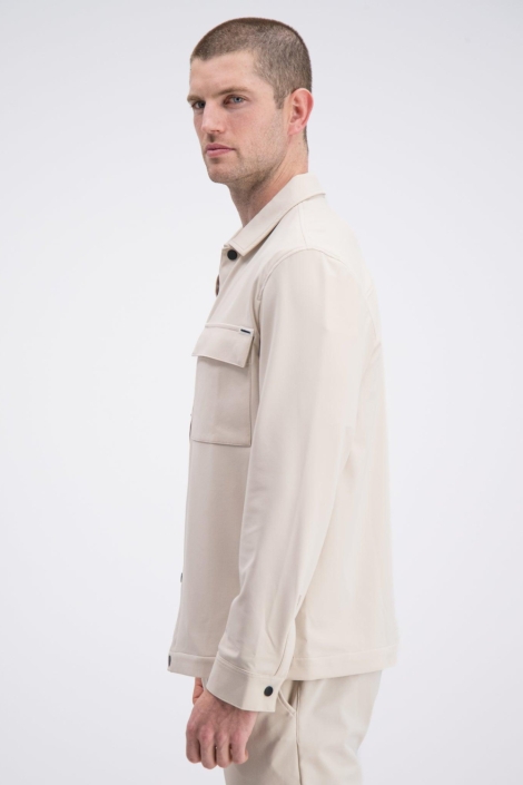 Gabbiano beige heren overhemd | Model zijaanzicht