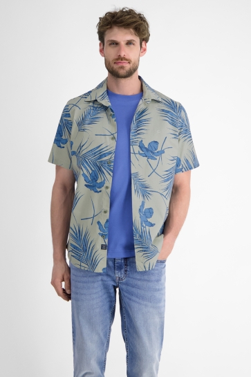 Lerros Overhemd OVERHEMD MET KORTE MOUWEN IN HAWAIIAANSE STIJL 2562043 633 TINTED GREY
