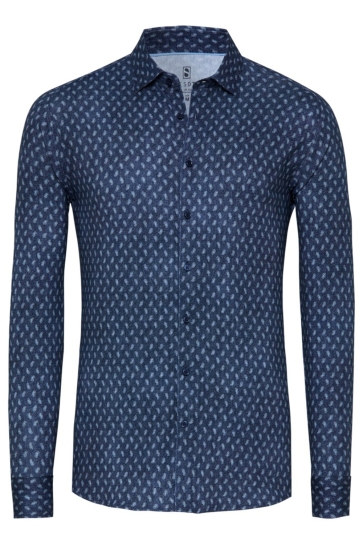 Desoto Overhemd CASUAL KENT 1 1 87328 3 593 PAISLEY DARK BLUE DENIM