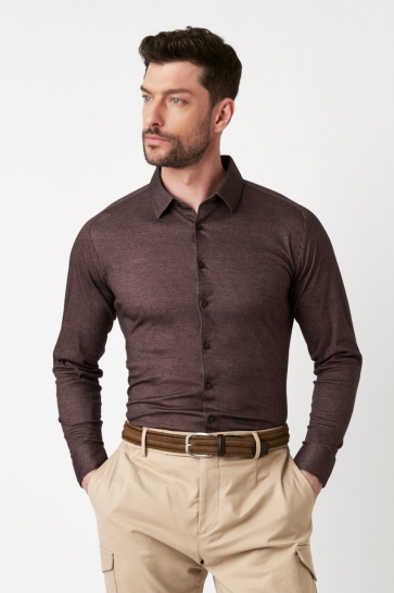 Desoto Overhemd CASUAL KENT 1 1 87528 3 841 CHOCOLATE TWILL