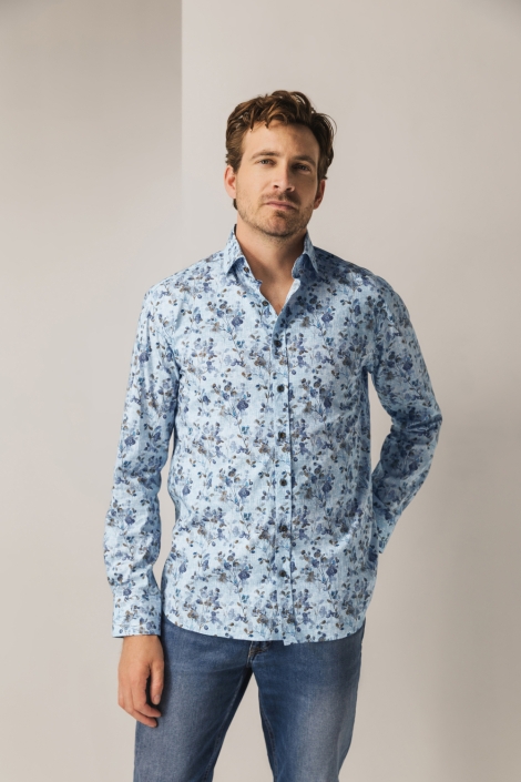State of Art blauwe heren overhemd | Model vooraanzicht
