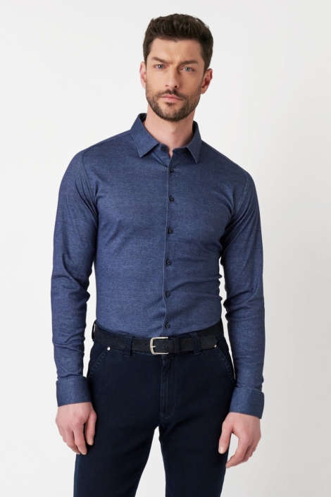 Desoto blauwe heren overhemd | Model vooraanzicht