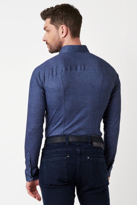 Desoto blauwe heren overhemd | Model achteraanzicht