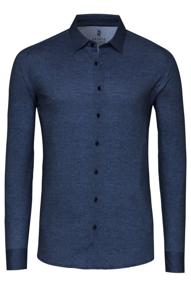 Desoto blauwe heren overhemd | Vooraanzicht