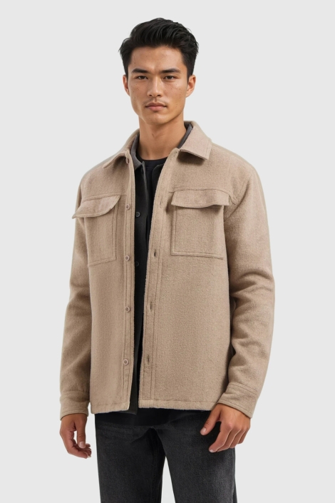 Pure Path taupe heren overhemd | Model vooraanzicht