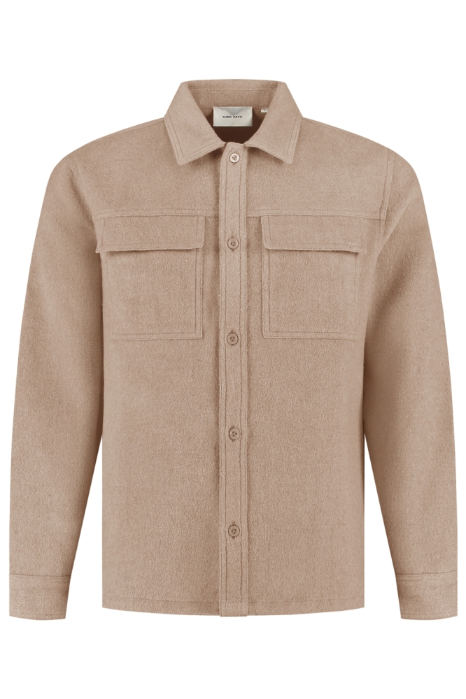 Pure Path taupe heren overhemd | Vooraanzicht