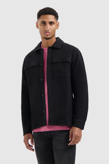 Pure Path REGULAR FIT FLANNEL OVERSHIRT 25030201 BLACK