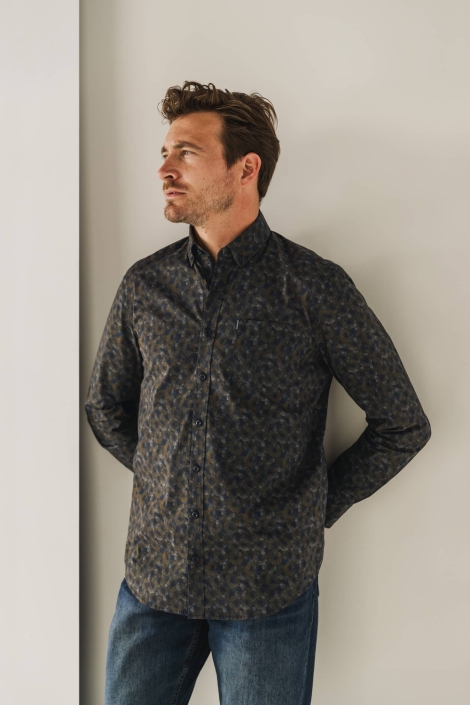 State of Art blauwe heren overhemd | Model vooraanzicht