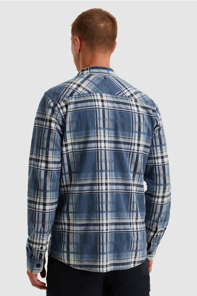 PME legend blauwe heren overhemd | Model achteraanzicht