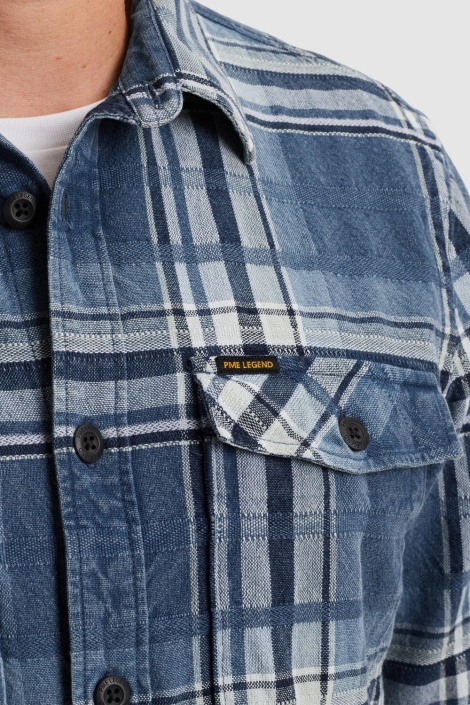 PME legend blauwe heren overhemd | Close up