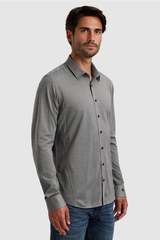 Cast Iron blauwe heren overhemd | Model zijaanzicht