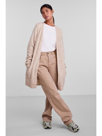 Pieces Vest PCELLEN LS LONG KNIT CARDIGAN NOOS 17098266 White Pepper