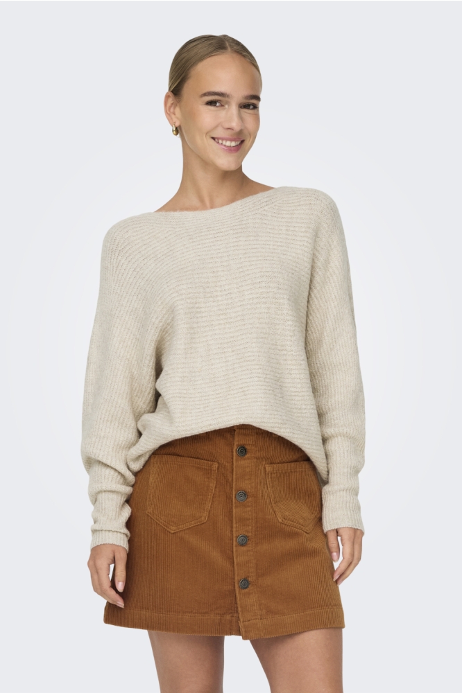 Only ecru dames trui | Model vooraanzicht