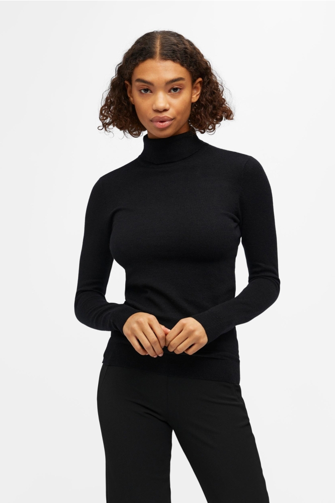OBJTHESS L/S ROLLNECK KNIT PULLOVER 23033228 Black