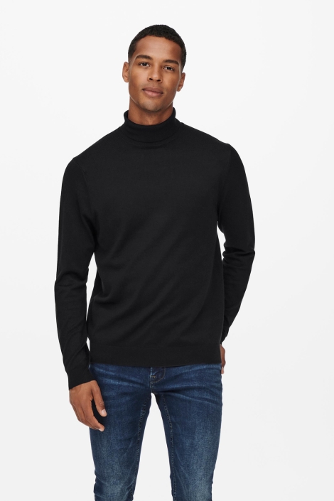 Only & Sons zwarte heren trui | Model vooraanzicht