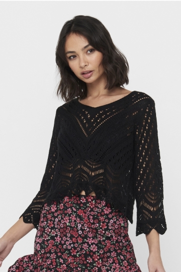 Jacqueline de Yong JDYNEW SUN 3/4 CROPPED PULLOVER KNT 15212788 Black