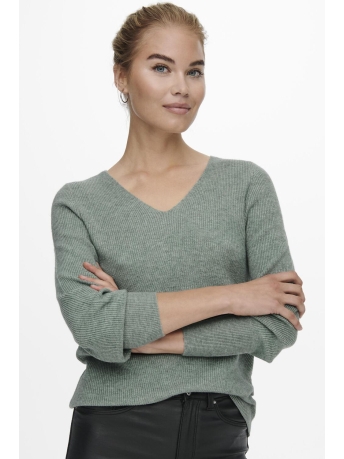 Only Trui ONLATIA L/S V-NECKCUFF PULLOVER KNT 15230147 CHINOIS GREEN/W. MELANGE