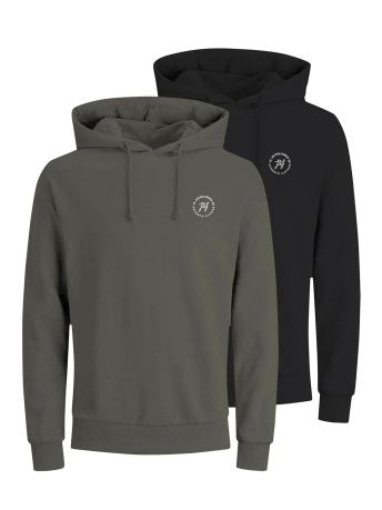 Jack & Jones Trui JJJAXON SWEAT HOOD 2PK MP 12221212 Black/Black+Dust
