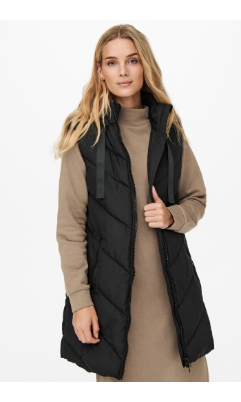 JDYSKYLAR PADDED HOOD WAISTCOAT OTW 15220630 BLACK/BLACK