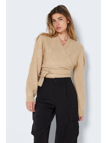 Noisy may Vest NMJAMIL L/S V-NECK CABLE WRAP KNIT 27021097 IRISH CREAM