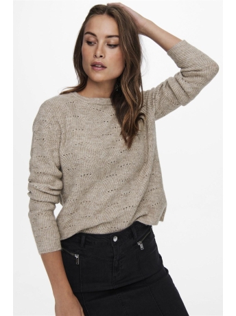 Only Trui ONLLOLLI L/S PULLOVER KNT NOOS 15234745 Taupe Gray/W. MELANGE